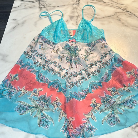 PTP 16 to 18 length 34 inches. has adjustable straps, turquoise blue pinks - Picture 1 of 5